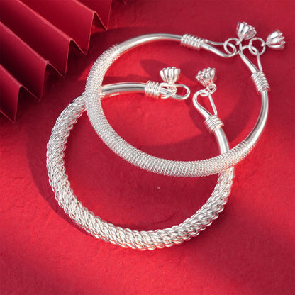 Chinese style braided sterling silver bracelet