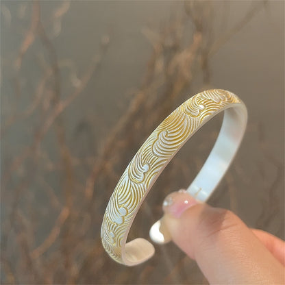 Gold-painted 8m wave-like sterling silver bracelet