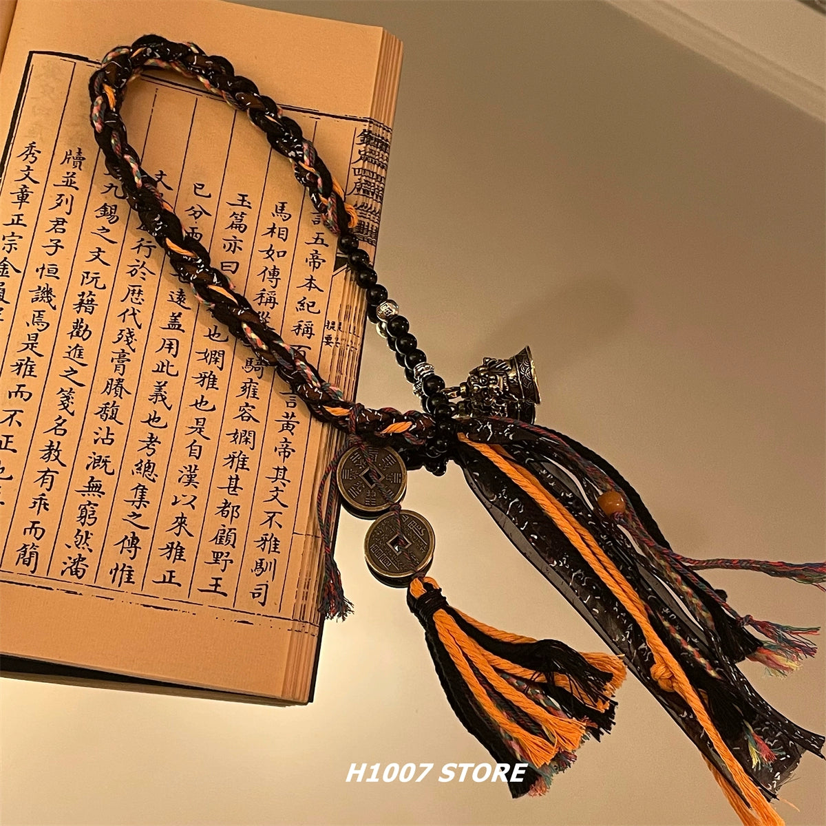 New Chinese style handmade twin Tai Chi mountain ghost coin braided bracelet