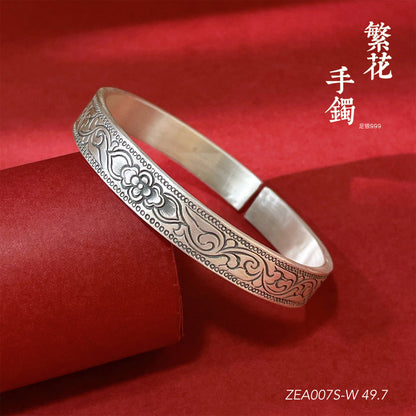 Ethnic pattern sterling silver bracelet