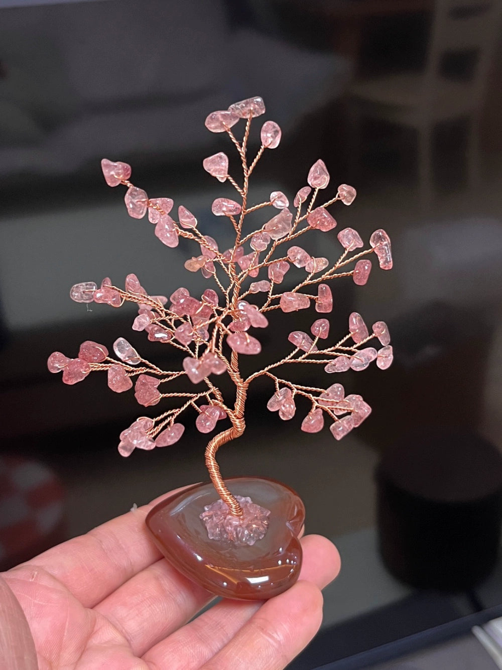 Natural crystal peach blossom fortune tree ornaments