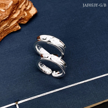 Chinese style sterling silver couple ring