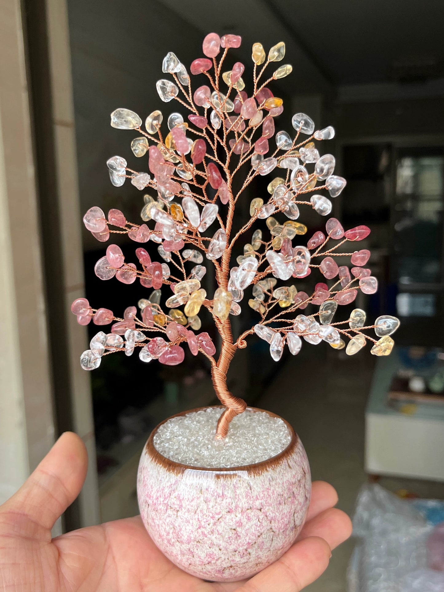 Natural crystal tree attracts peach blossoms and fortune tree decoration ornaments