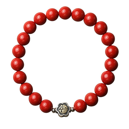 Fashion new national style cinnabar red sand bracelet sterling silver blessing bracelet