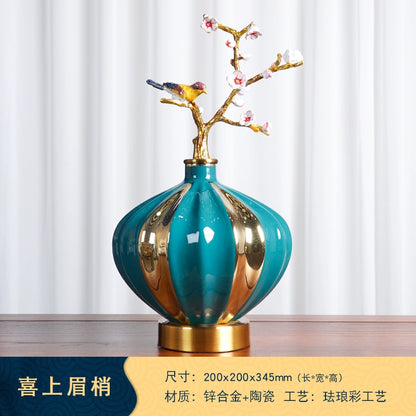 New Chinese style happy eyebrows enamel vase ornaments