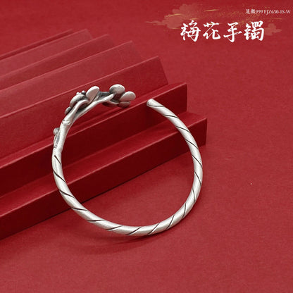 Chinese style rose rich sterling silver bracelet