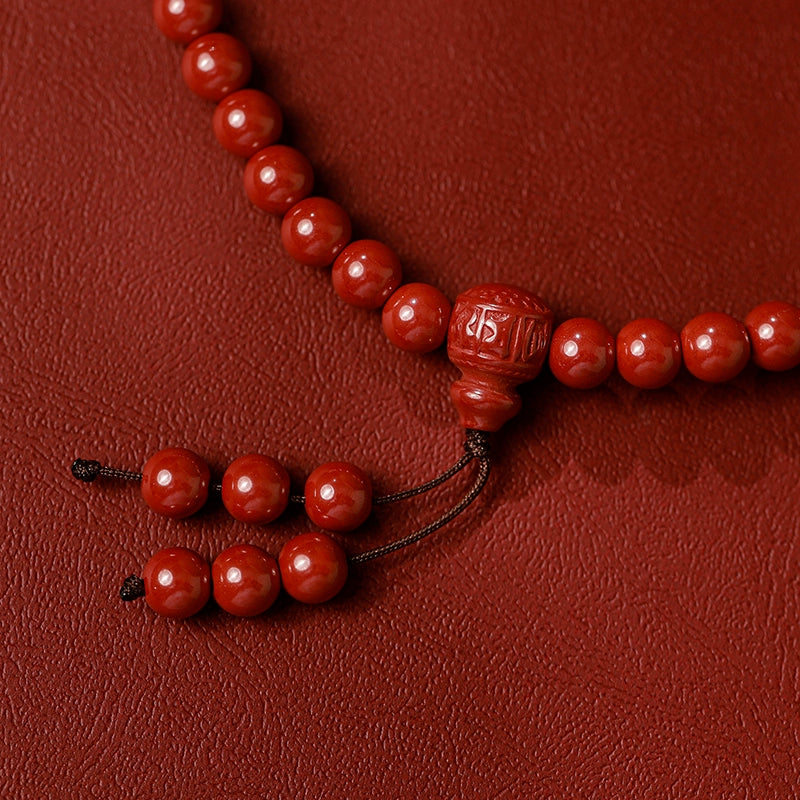 Chinese cinnabar 108 beads rosary bracelet