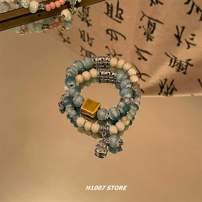 New Chinese style ceramic double layer beaded bracelet