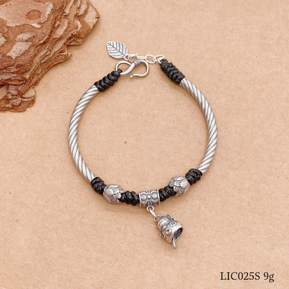 Chinese style lotus cat sterling silver bracelet