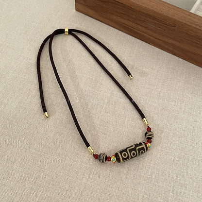 Chinese ethnic style Tibetan nine-eye dzi necklace