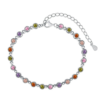 High-grade colorful zircon round bead chain tennis bracelet