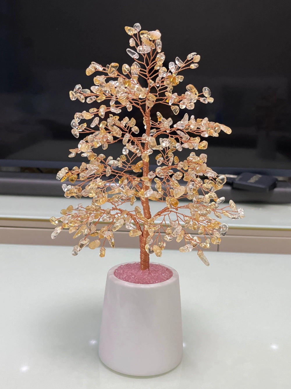 Natural crystal fortune tree light luxury ornaments crafts