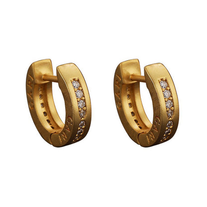 89-Simple high-end vintage zircon c-shaped earrings