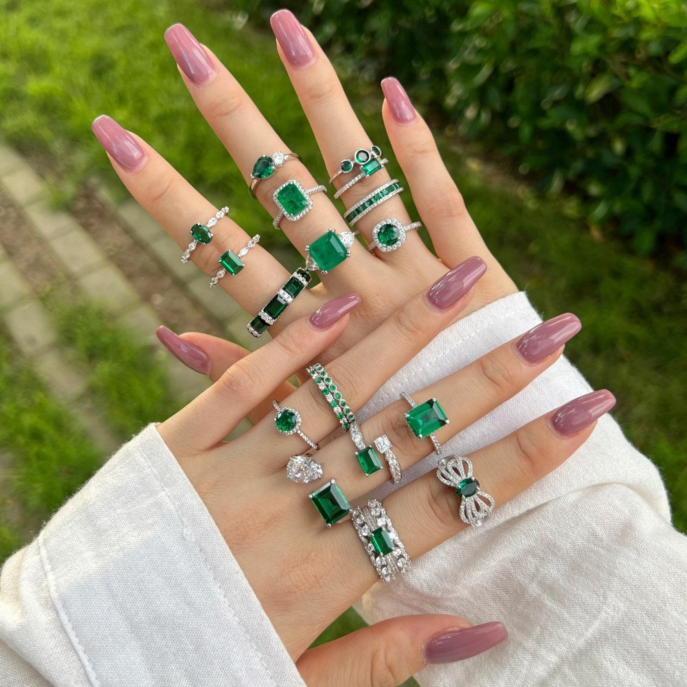 142-Retro high-end zircon emerald ring