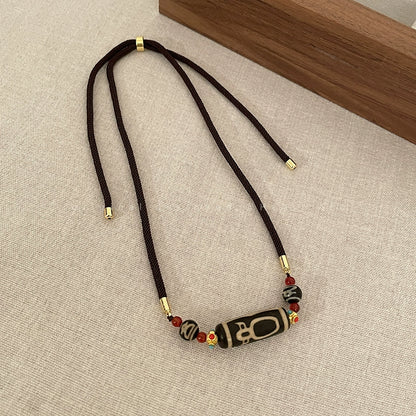 Chinese ethnic style Tibetan nine-eye dzi necklace