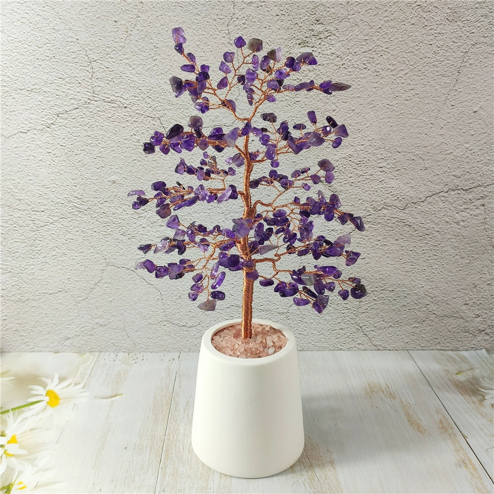 Natural crystal fortune tree light luxury ornaments crafts