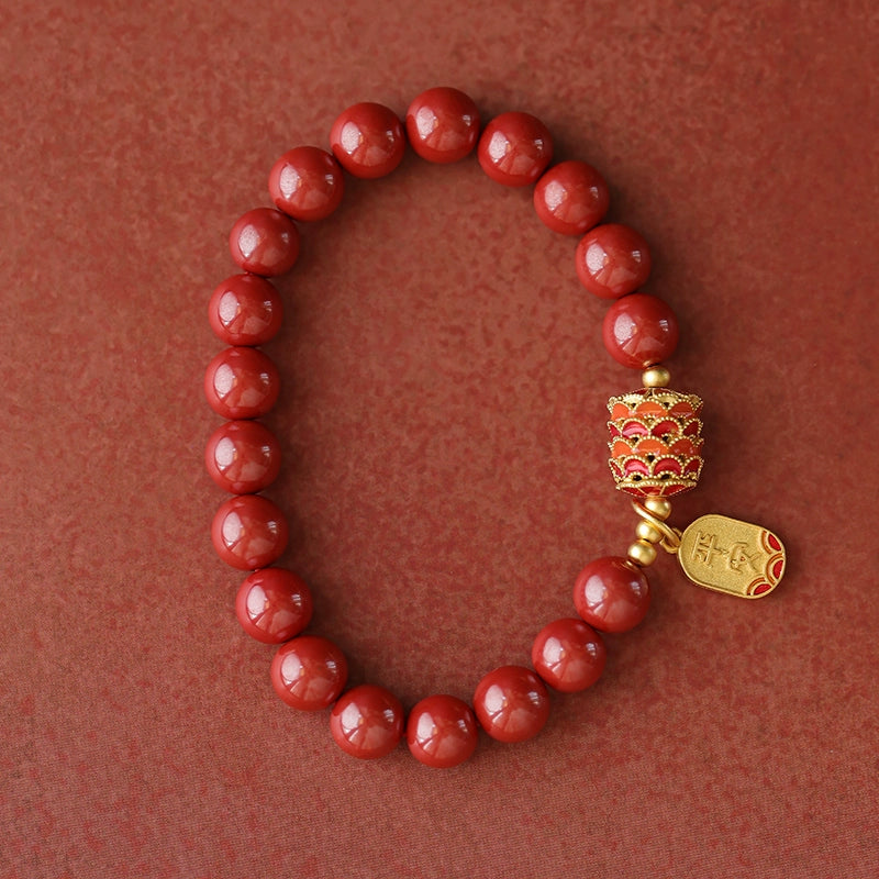 Retro palace Chinese style cinnabar bracelet emperor sand bracelet