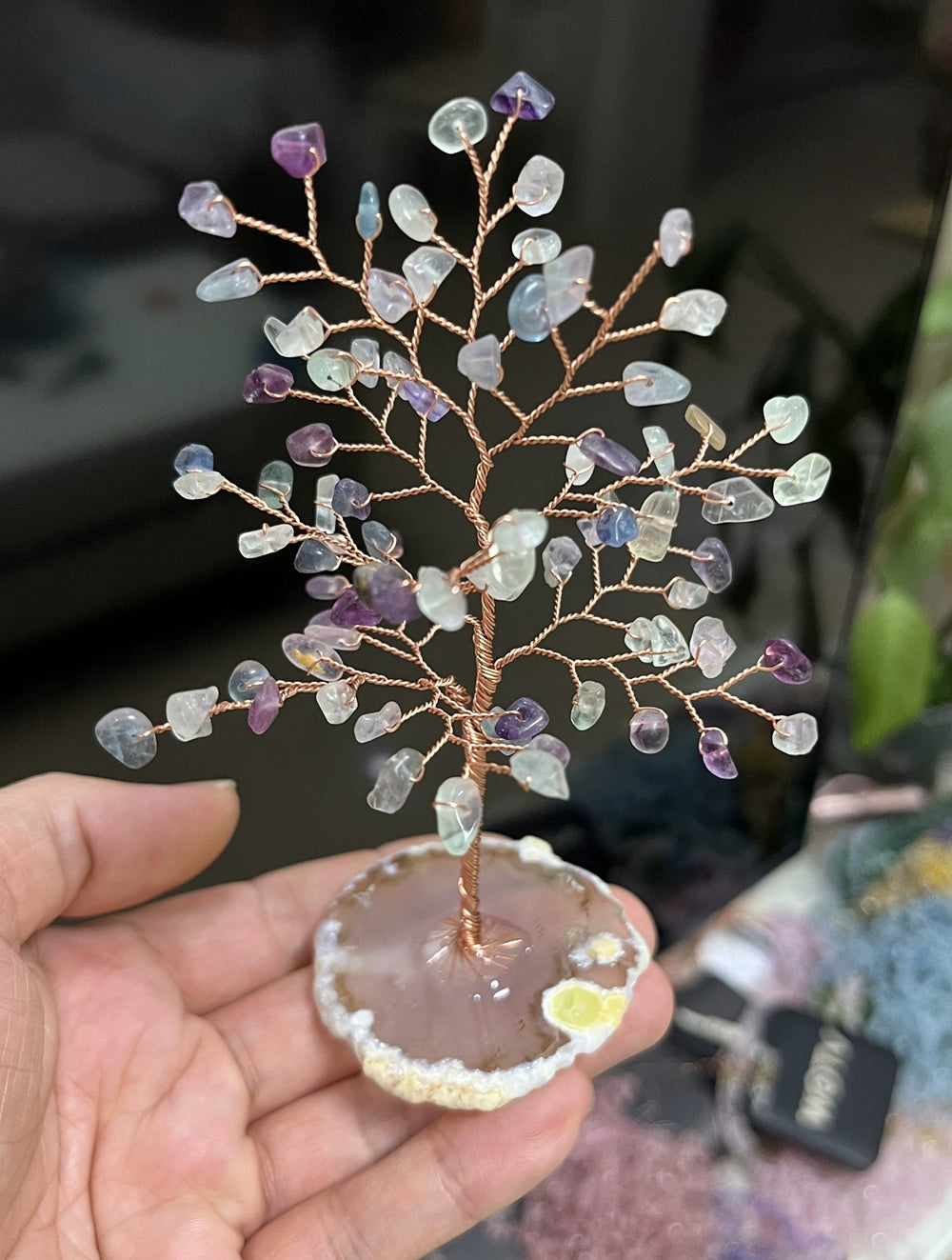 Natural crystal peach blossom fortune tree ornaments