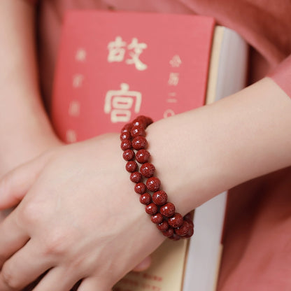 New Chinese style cinnabar purple gold sand six-character mantra single circle bracelet for men and women