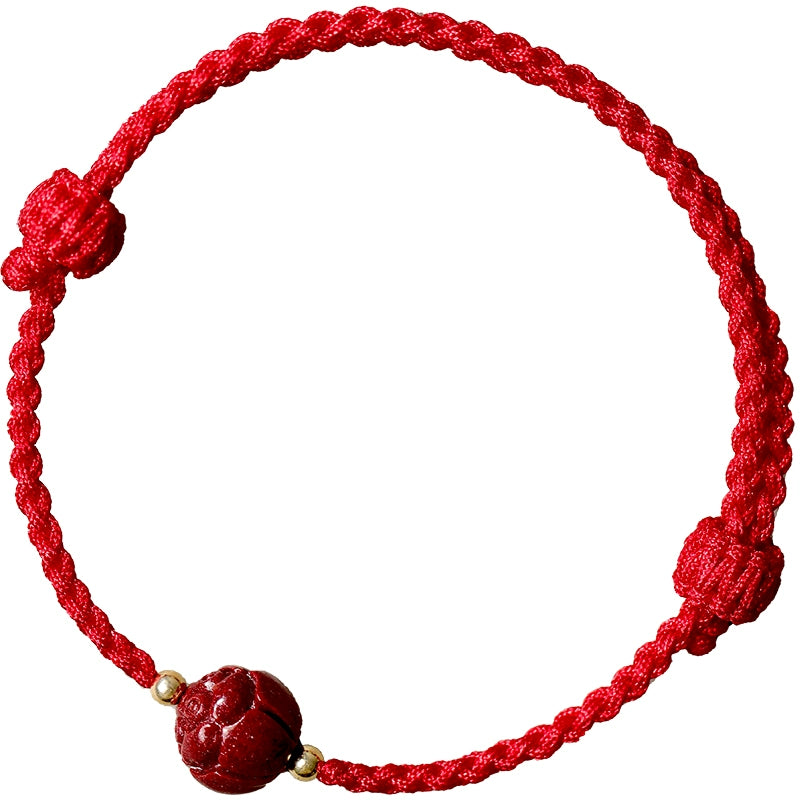 New Chinese style ashore cinnabar lotus red rope braided bracelet