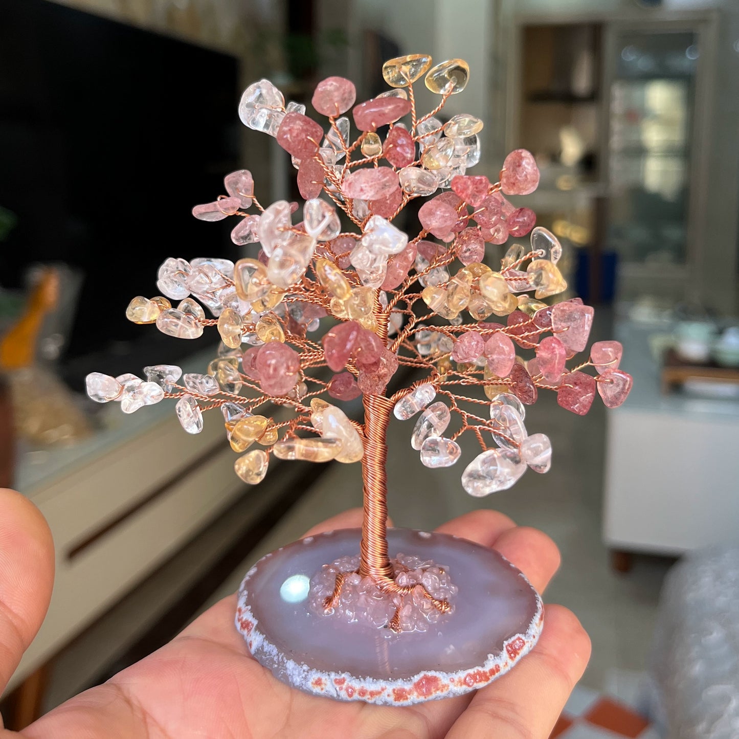 Natural crystal fortune tree decoration ornaments