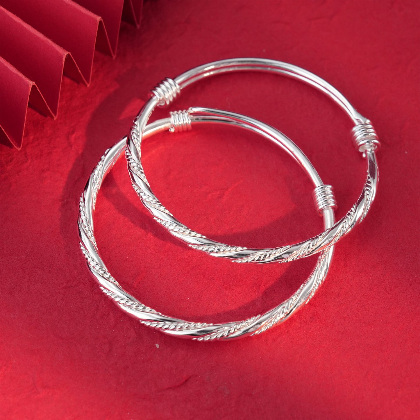 Chinese style braided twisted sterling silver bracelet