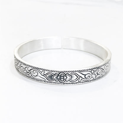 Ethnic pattern sterling silver bracelet