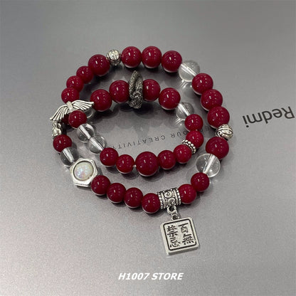 New Chinese style ancient style mountain ghost glass beaded bracelet men's bracelet