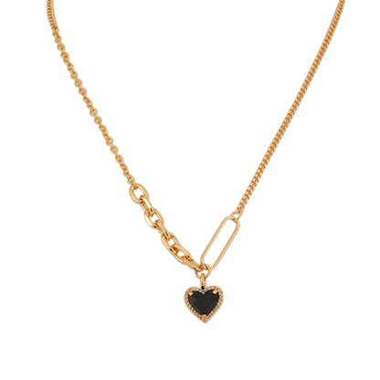 52-High-end black heart necklace for women