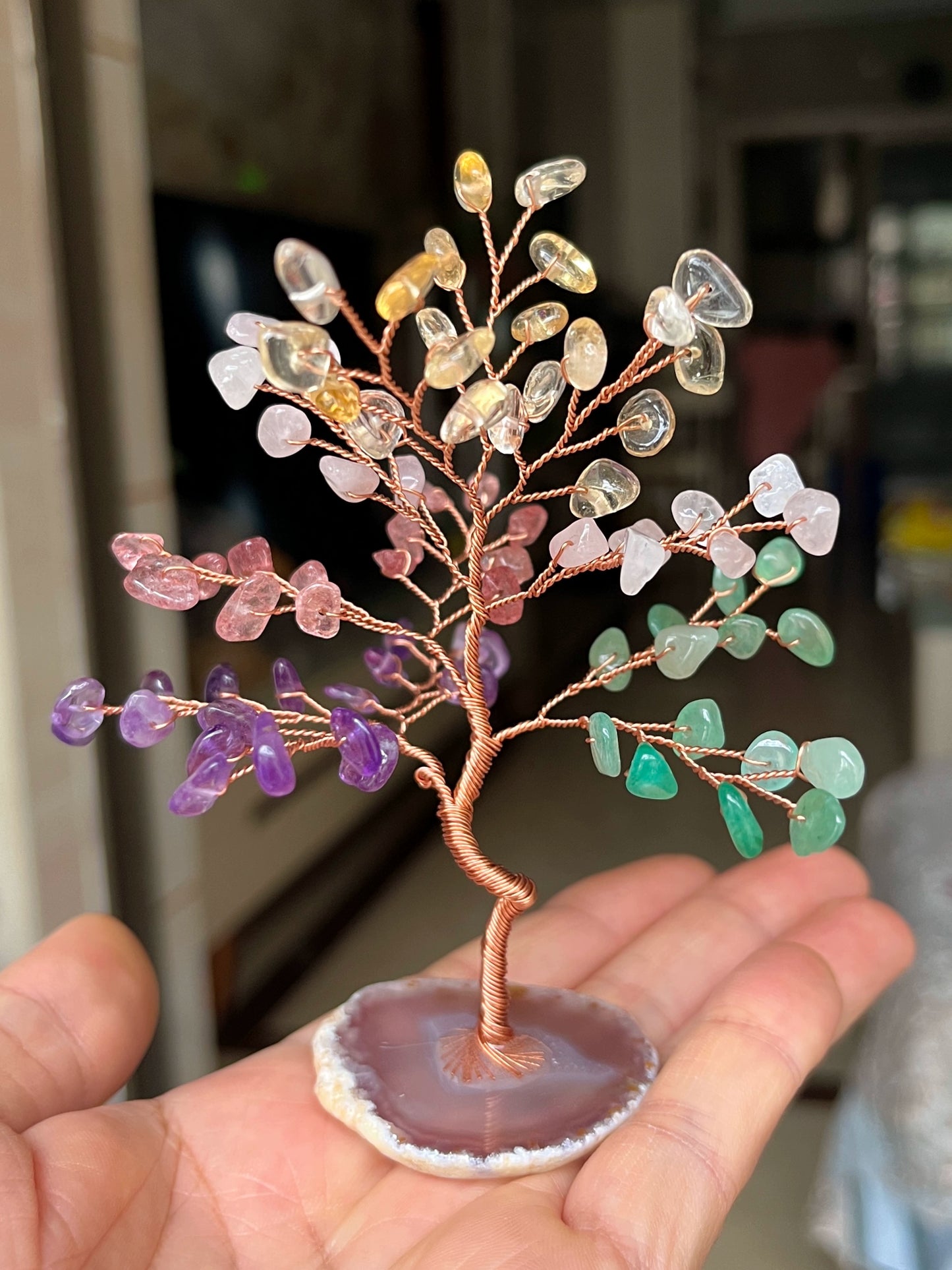 Natural crystal peach blossom fortune tree ornaments