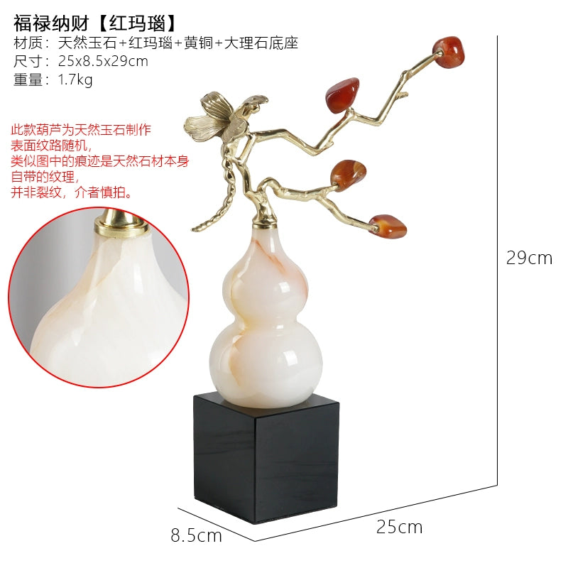 New Chinese style natural amethyst tree ice crack ceramic gourd furniture ornaments