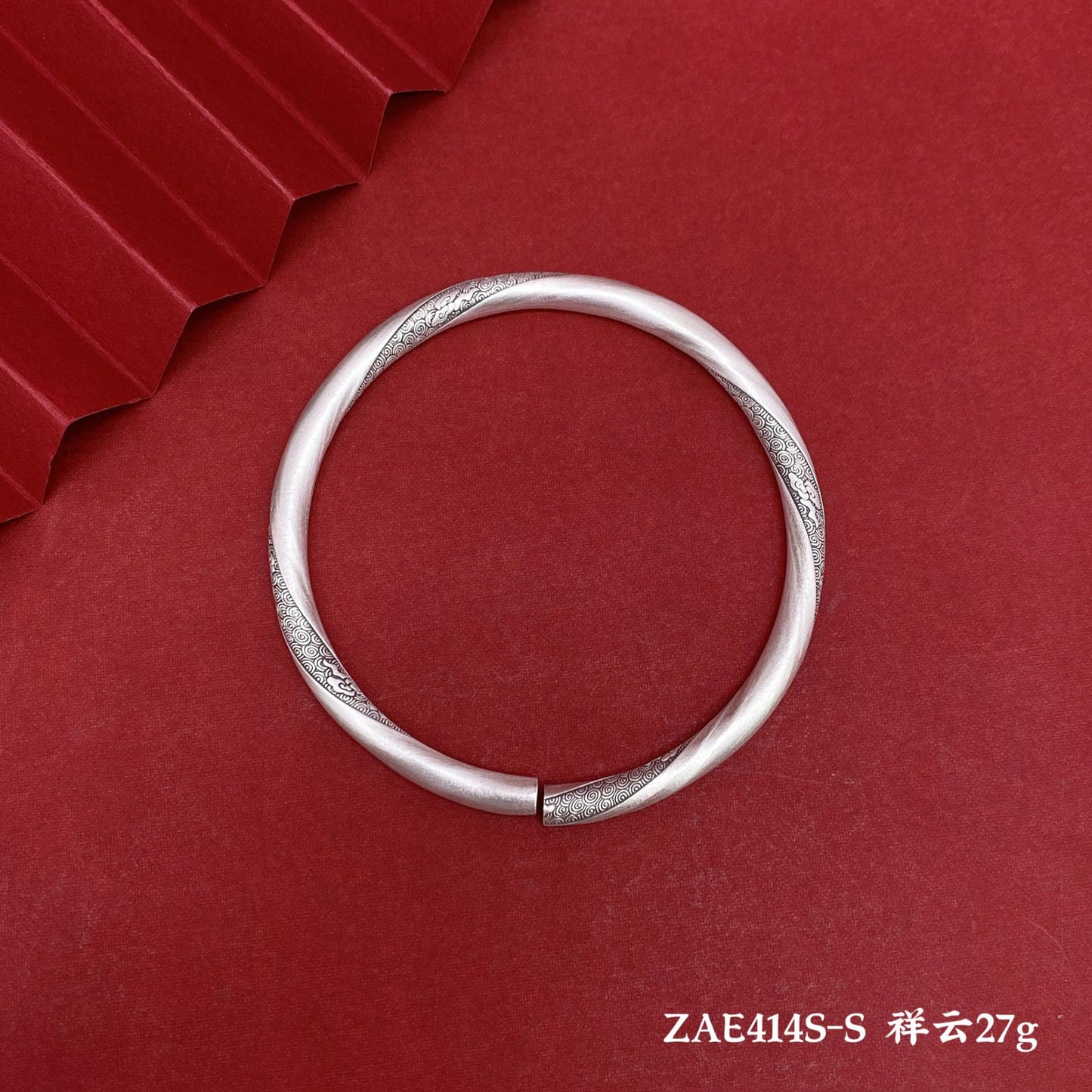 Chinese style auspicious cloud round stick sterling silver bracelet couple model