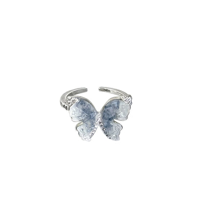 High Fashion Blue Crushed Ice Butterfly Ring