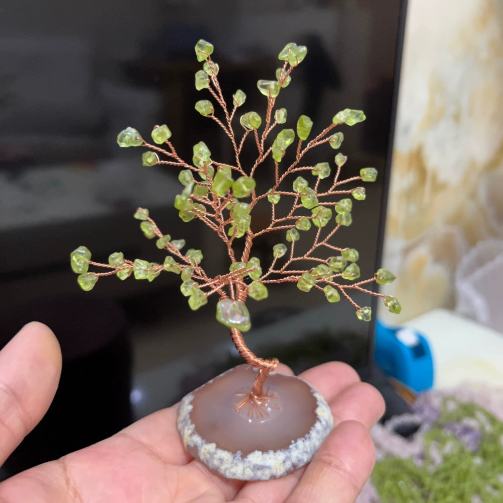 Natural crystal peach blossom fortune tree ornaments