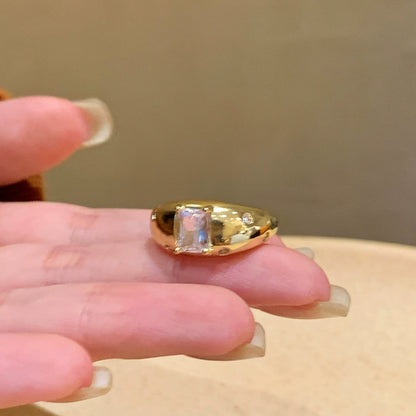 Vintage Gold Brushed Tiger Eye Open Ring