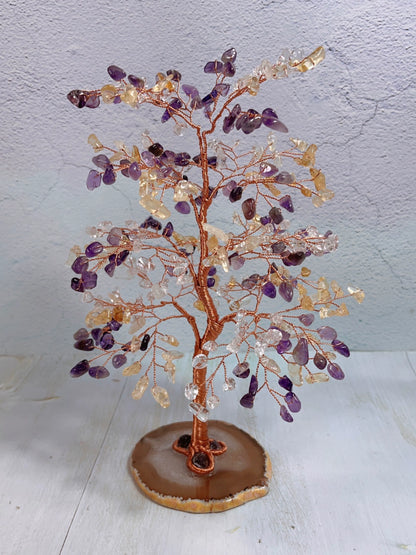 Natural amethyst and citrine ornaments for attracting wealth and love