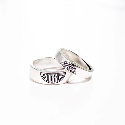 Vintage open sterling silver couple ring