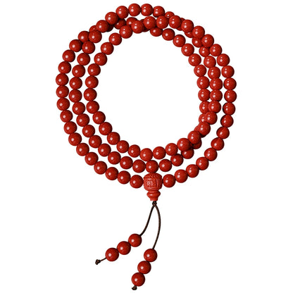 Chinese cinnabar 108 beads rosary bracelet