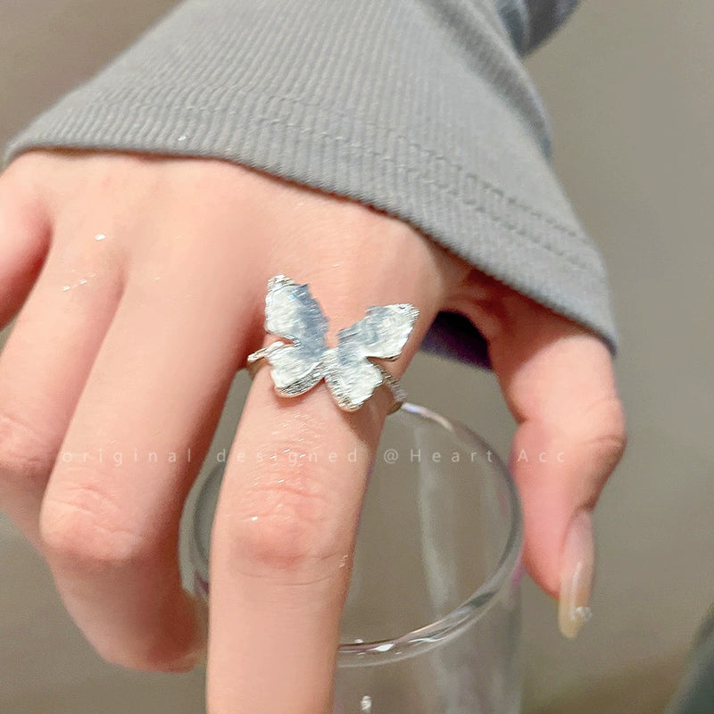 High Fashion Blue Crushed Ice Butterfly Ring