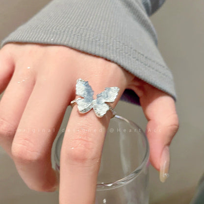 High Fashion Blue Crushed Ice Butterfly Ring