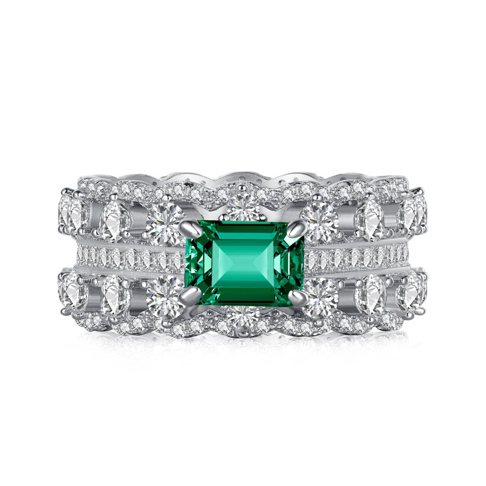 142-Retro high-end zircon emerald ring