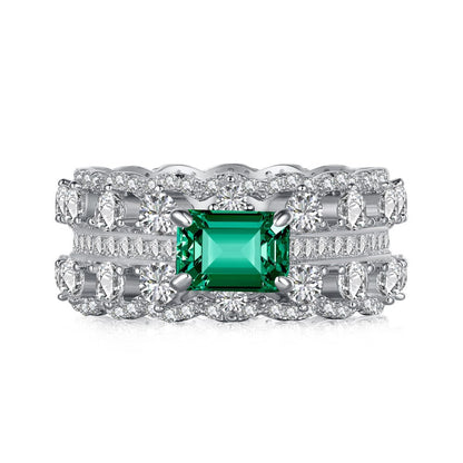 142-Retro high-end zircon emerald ring