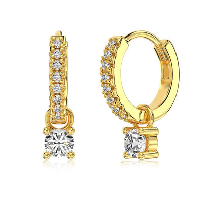 137-Fashion personality zircon round earrings