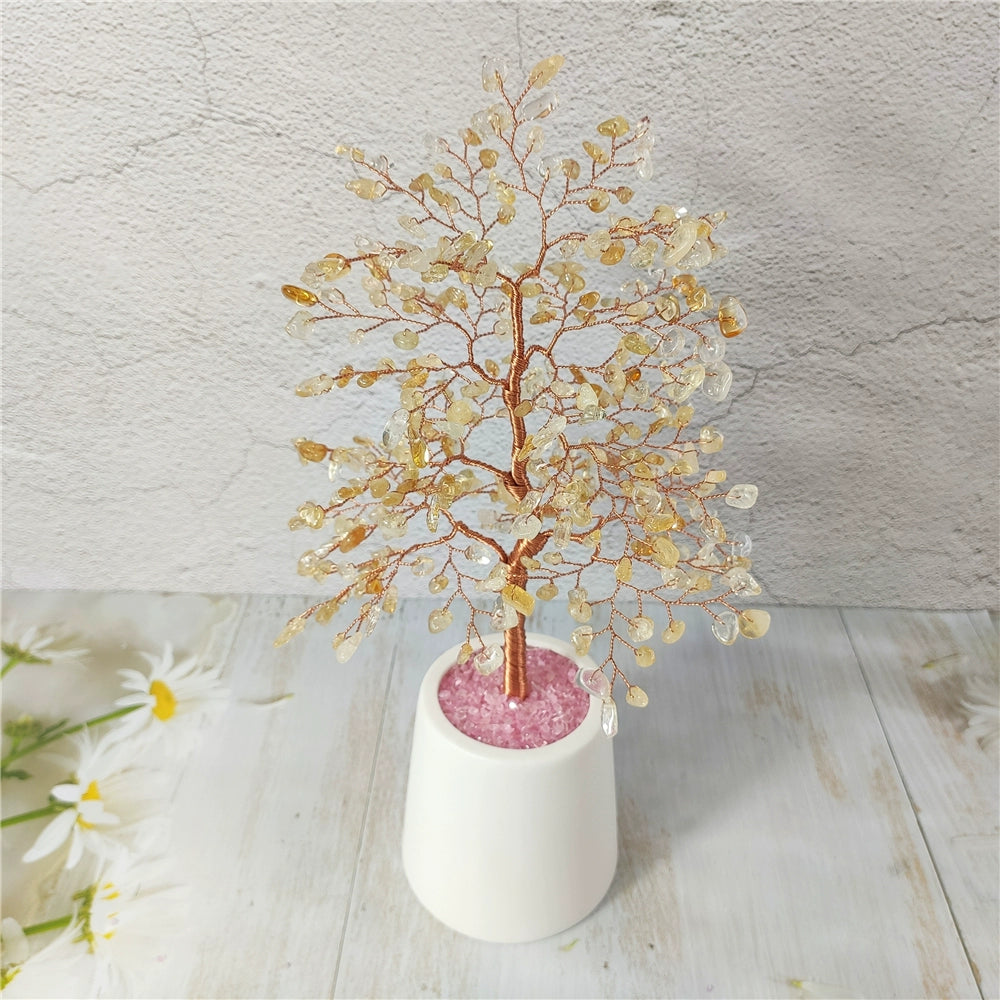 Natural crystal fortune tree light luxury ornaments crafts