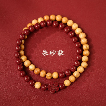 New Chinese style cinnabar purple gold sand bracelet multi-circle peach wood double circle peach blossom bracelet