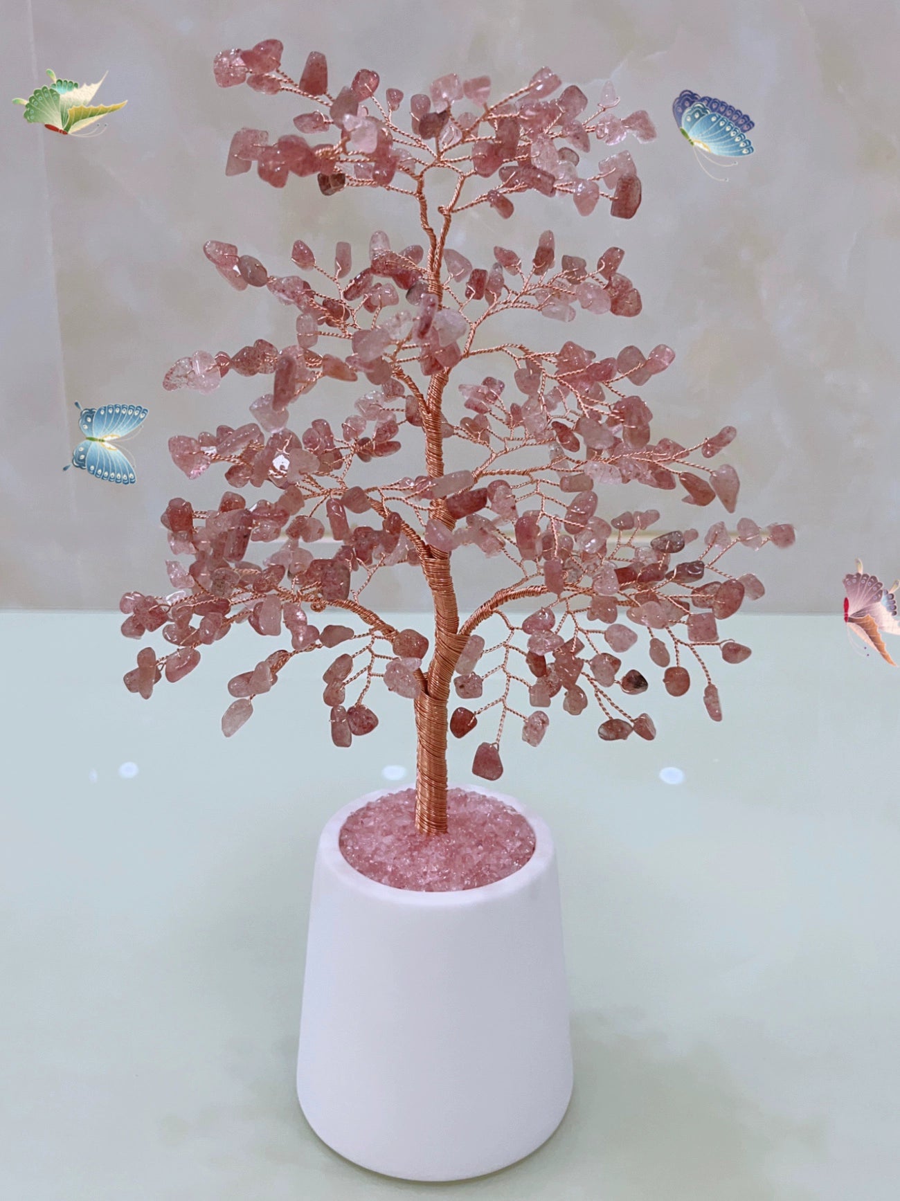 Natural crystal fortune tree light luxury ornaments crafts