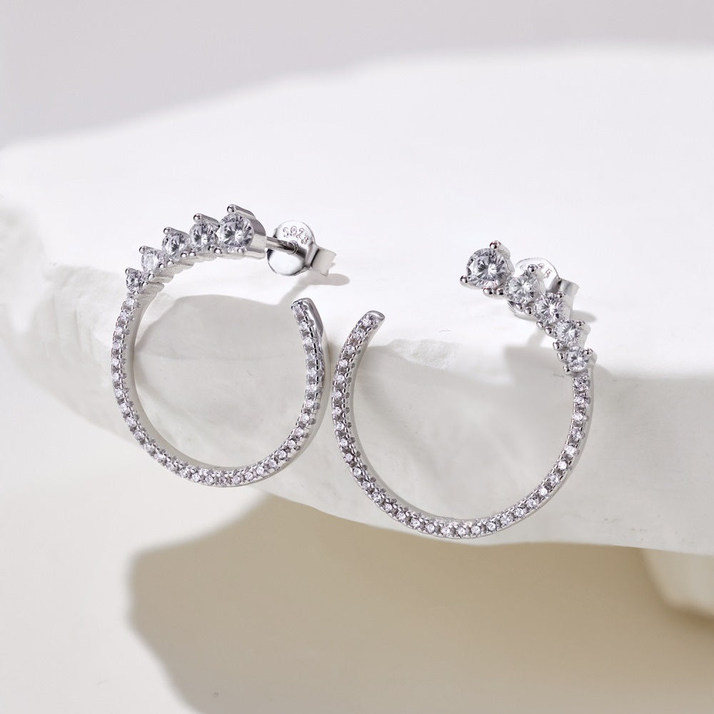 Fashionable hoop design micro-paved zircon earrings