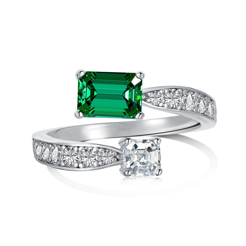 142-Retro high-end zircon emerald ring