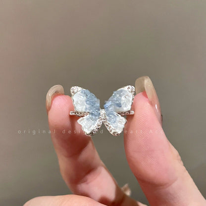 High Fashion Blue Crushed Ice Butterfly Ring