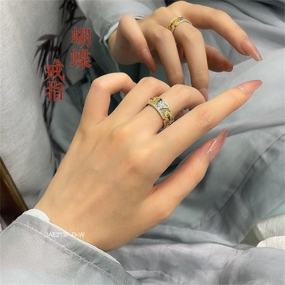 Ethnic style butterfly hollow ring